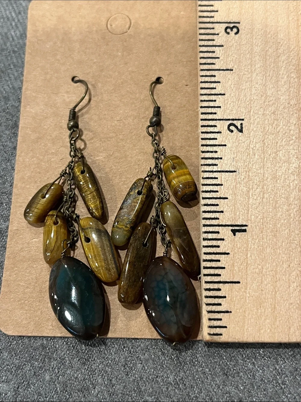 🌻3/$15 Tiger Eye & Agate Earrings - Picture 2 of 4